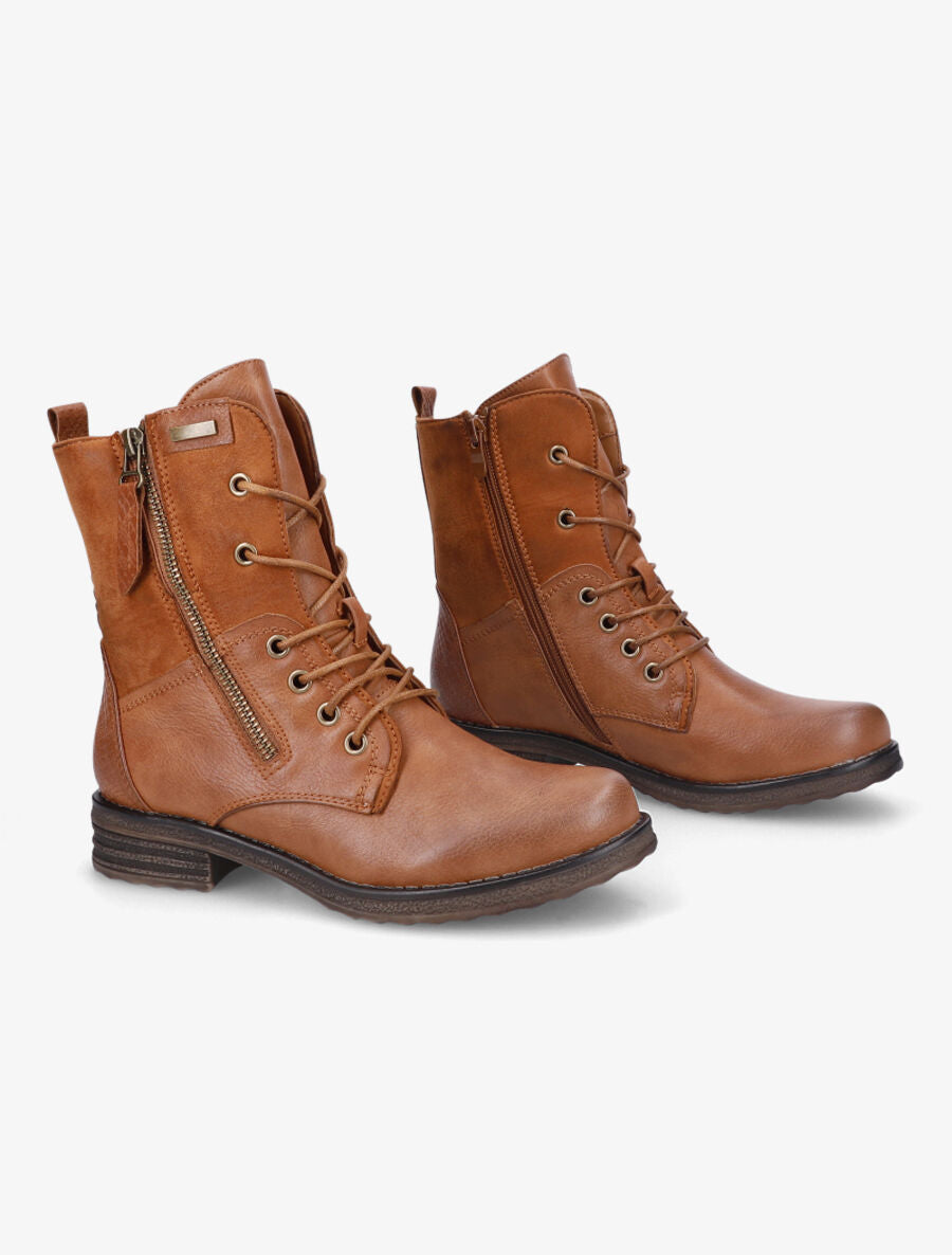 Boots montantes à lacets - Camel - 4