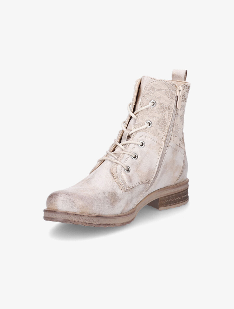 Bottines lacées à empiècements en dentelle - Or - 3