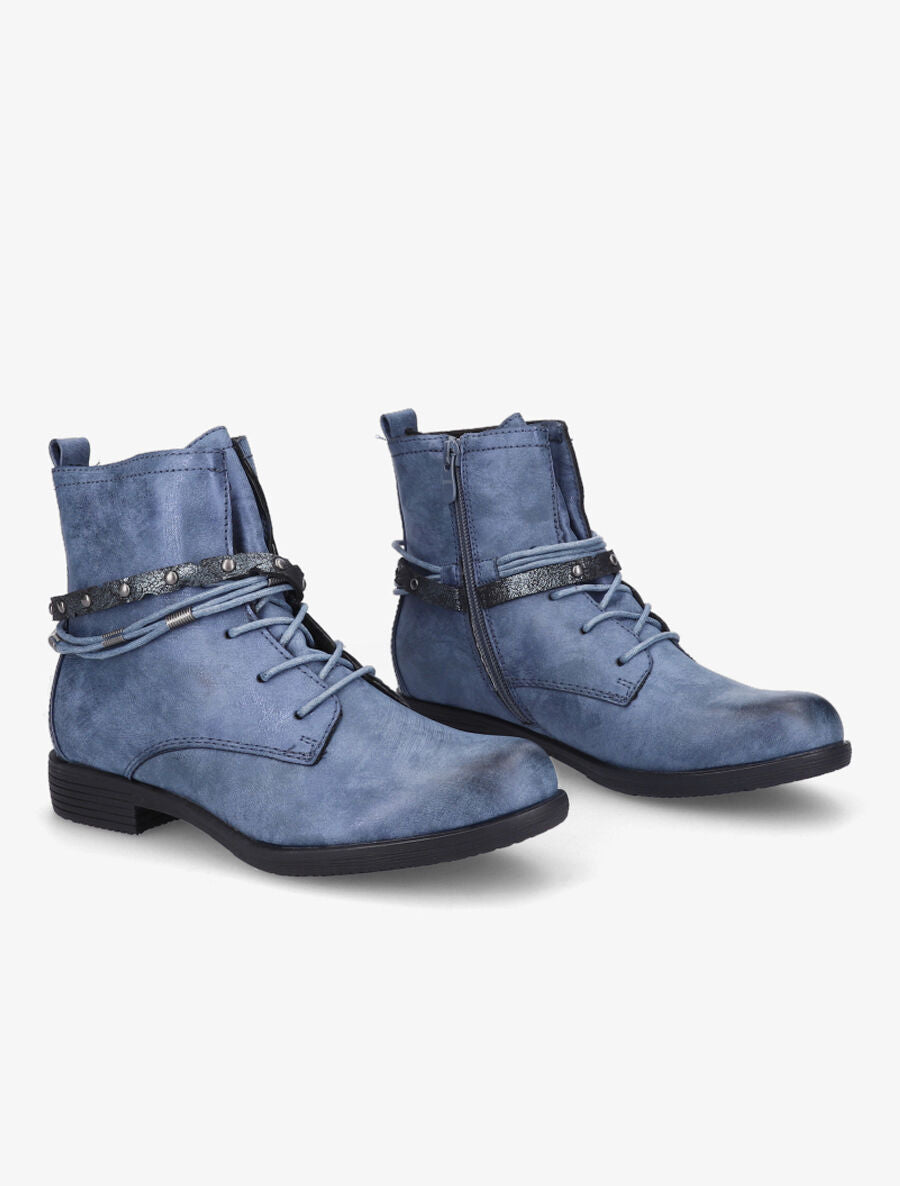 Bottines lacées à sangle irisée - Bleu - 4