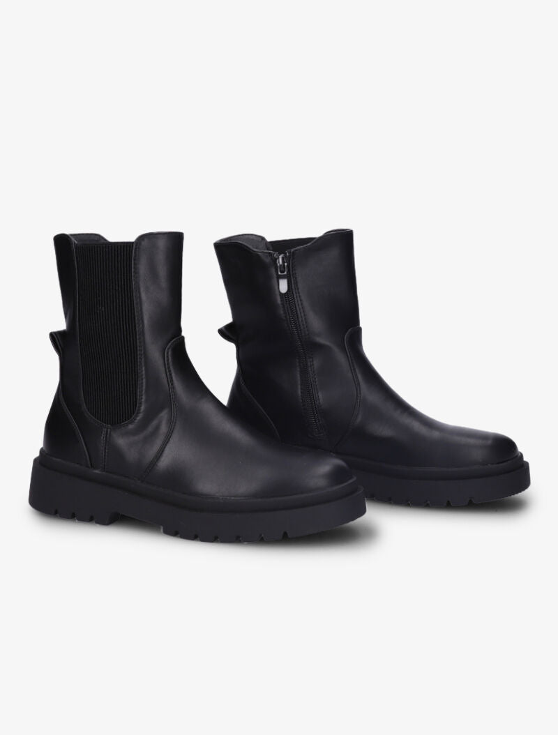 Bottines à semelle épaisse et à ganse élastiquée - Noir - 1