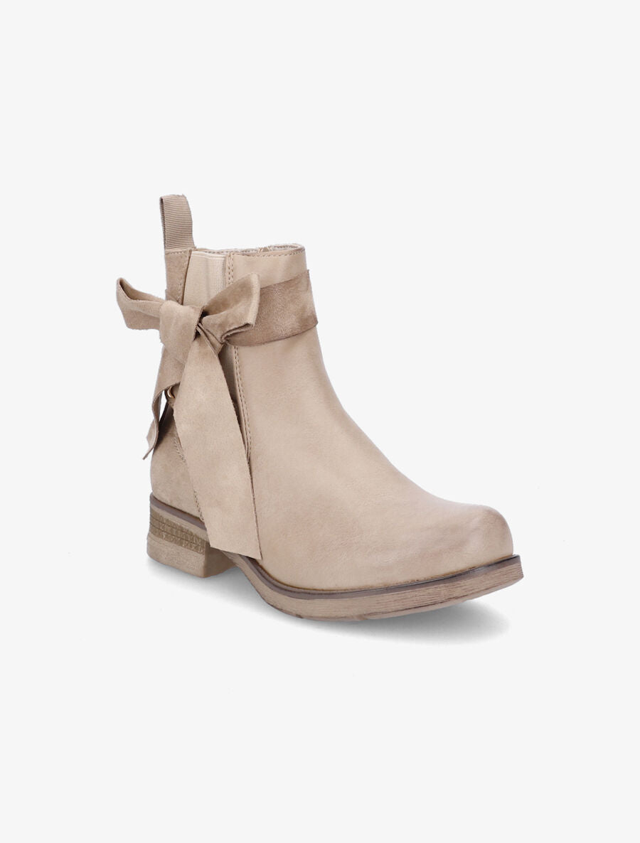 Boots montantes à noeud - Beige - 2