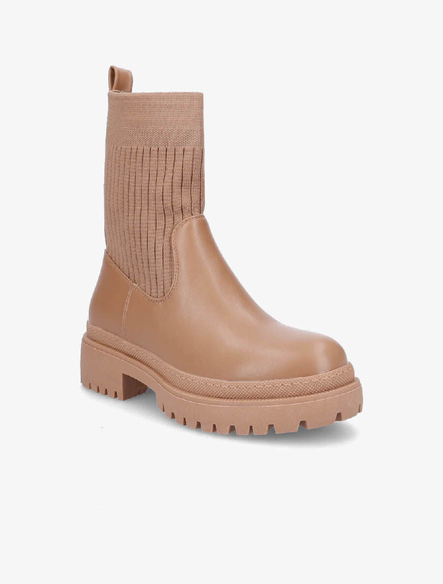 Boots bi-matière montantes - Camel - 2