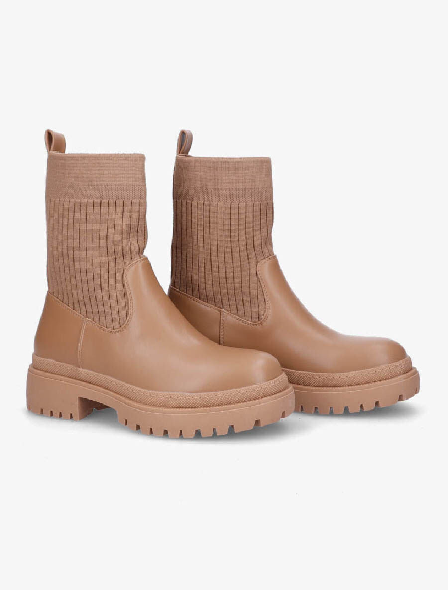 Boots bi-matière montantes - Camel - 4