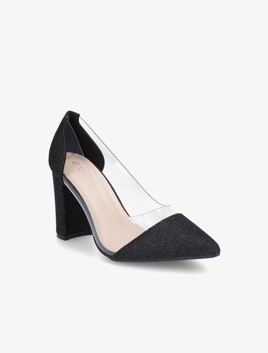Escarpins en plexi à paillettes - Noir - 2