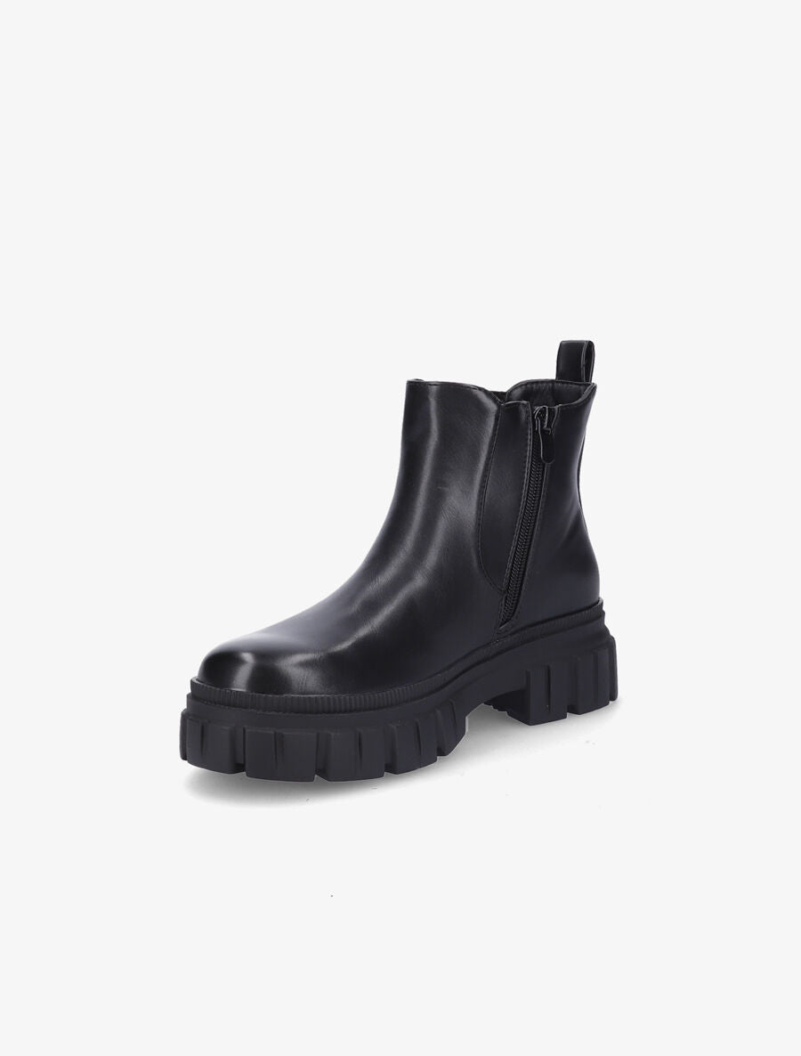 Bottines en simili à côté élastiqué - Noir - 3