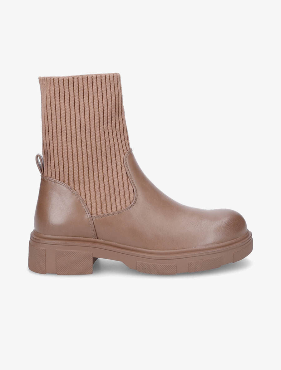 Boots bi-matière style motard - Taupe - 1