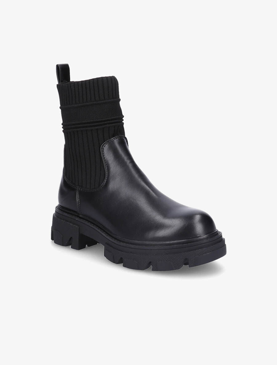 Boots bi-matière à semelle crantée - Noir - 2