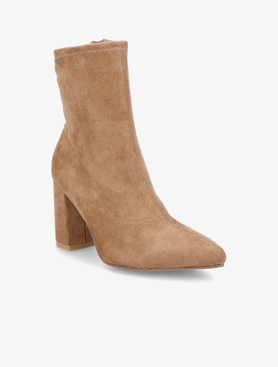 Bottines pointues en suédine souple - Taupe - 2
