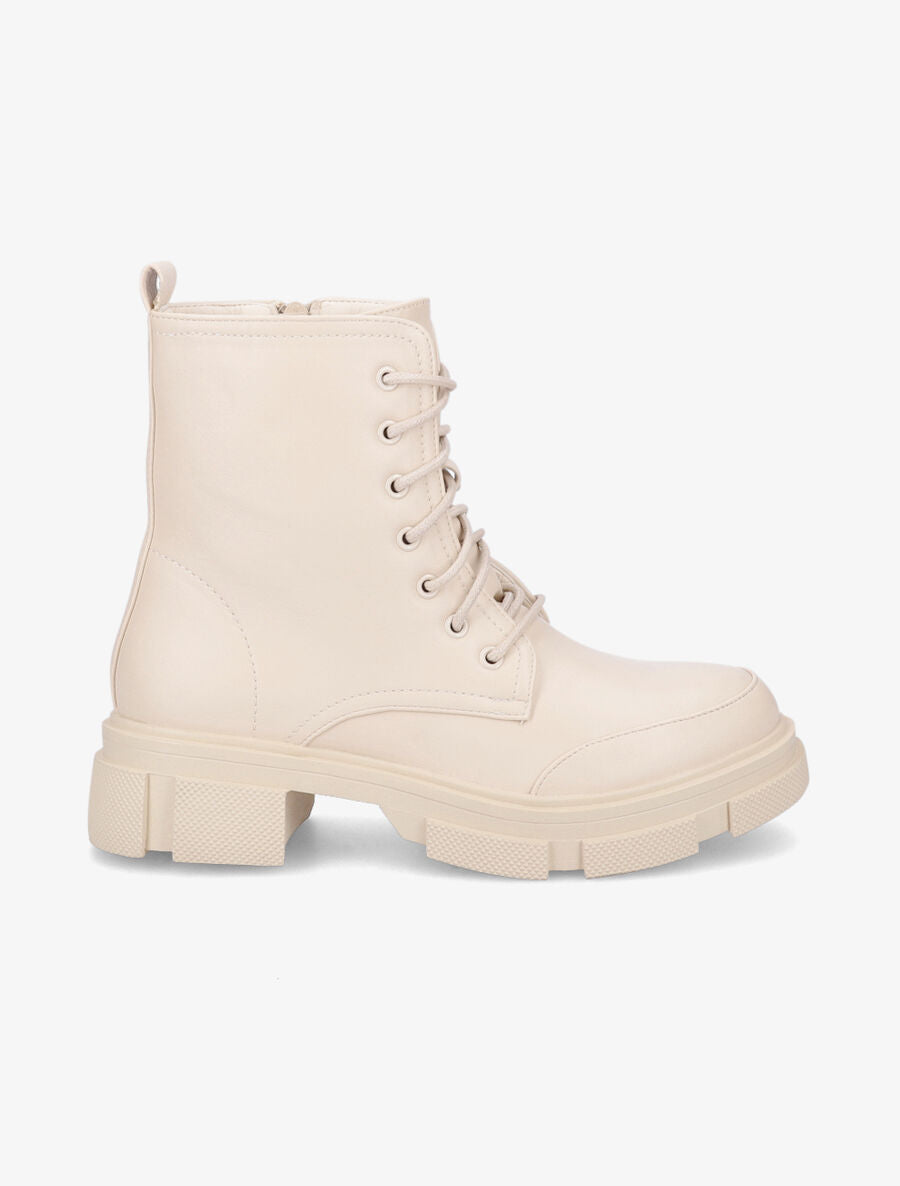 Boots montantes à semelle stylisée - Beige - 1