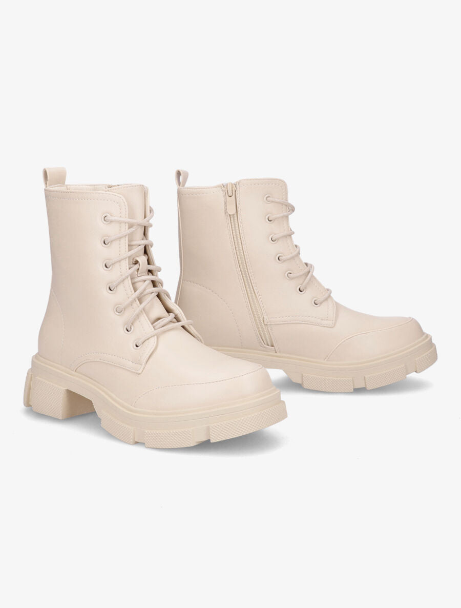 Boots montantes à semelle stylisée - Beige - 4