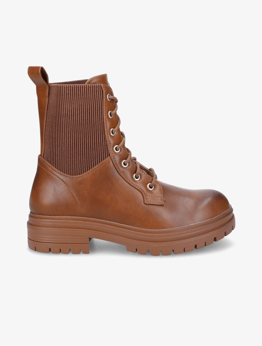 Boots montantes à cheville élastiquée - Camel - 5