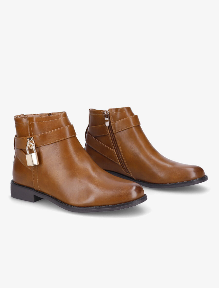 Boots à lanière à cadenas - Camel - 4