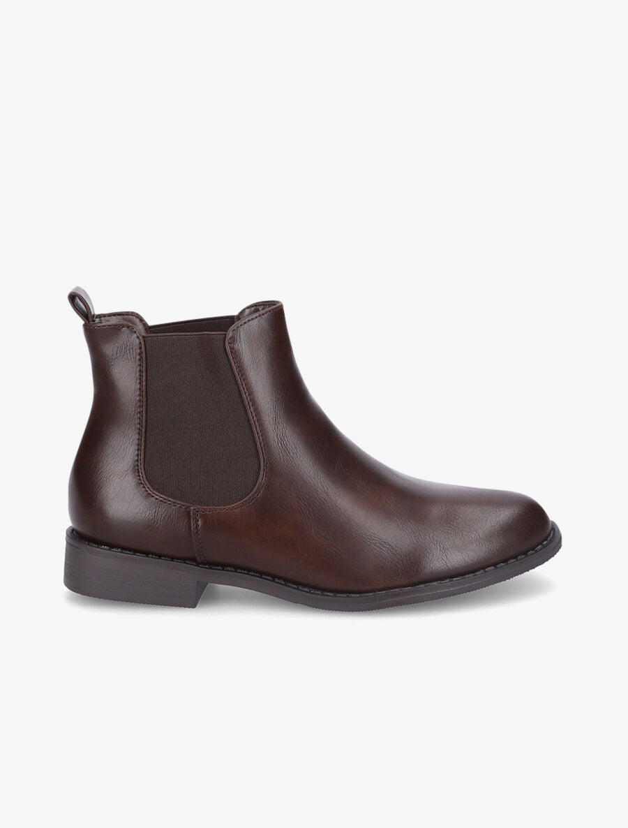Chelsea boots basiques en simili - Marron - 1