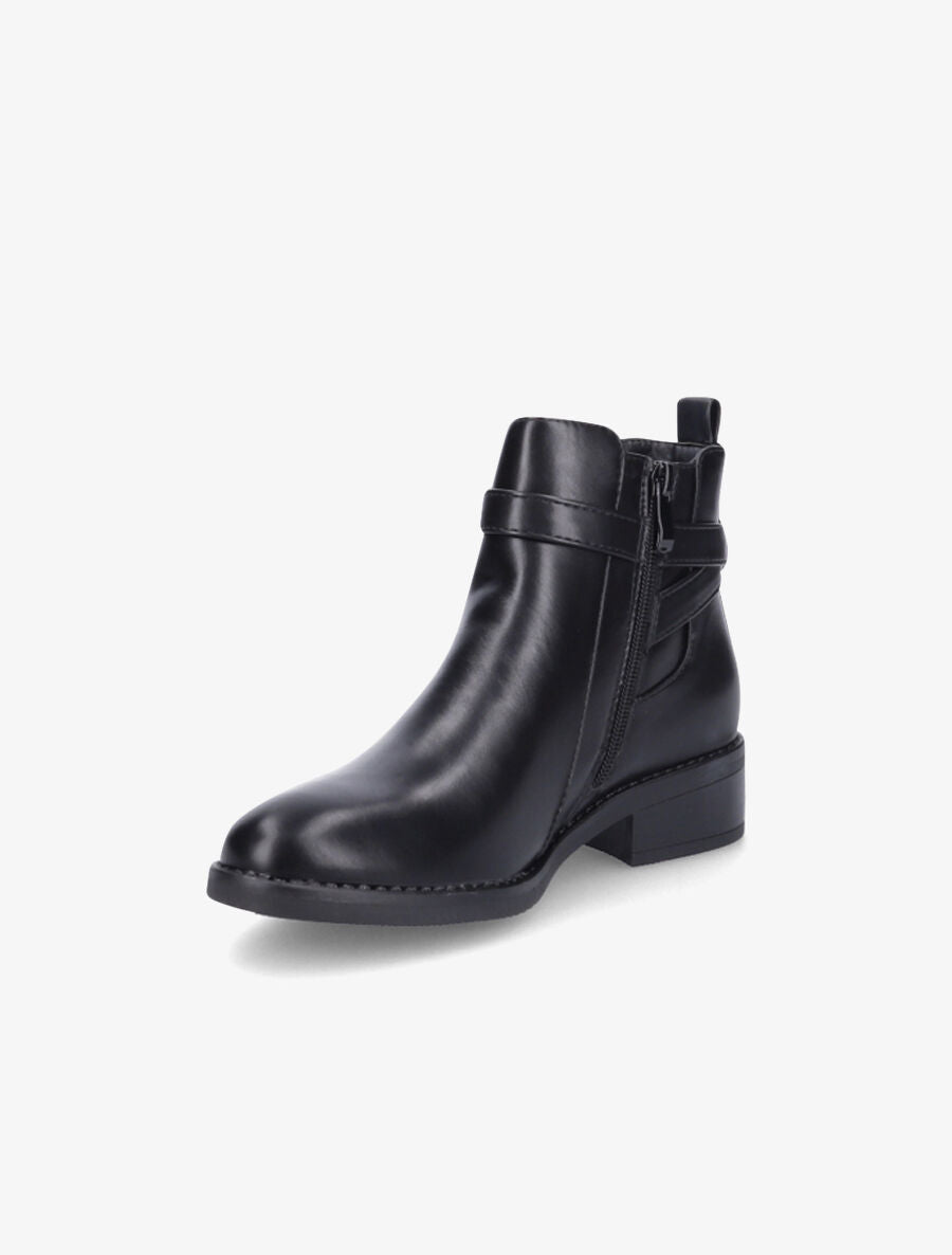 Bottines en simili à boucle stylisée - Noir - 3