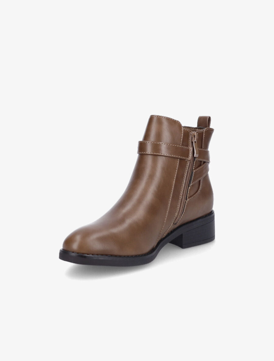 Bottines en simili à boucle stylisée - Taupe - 3