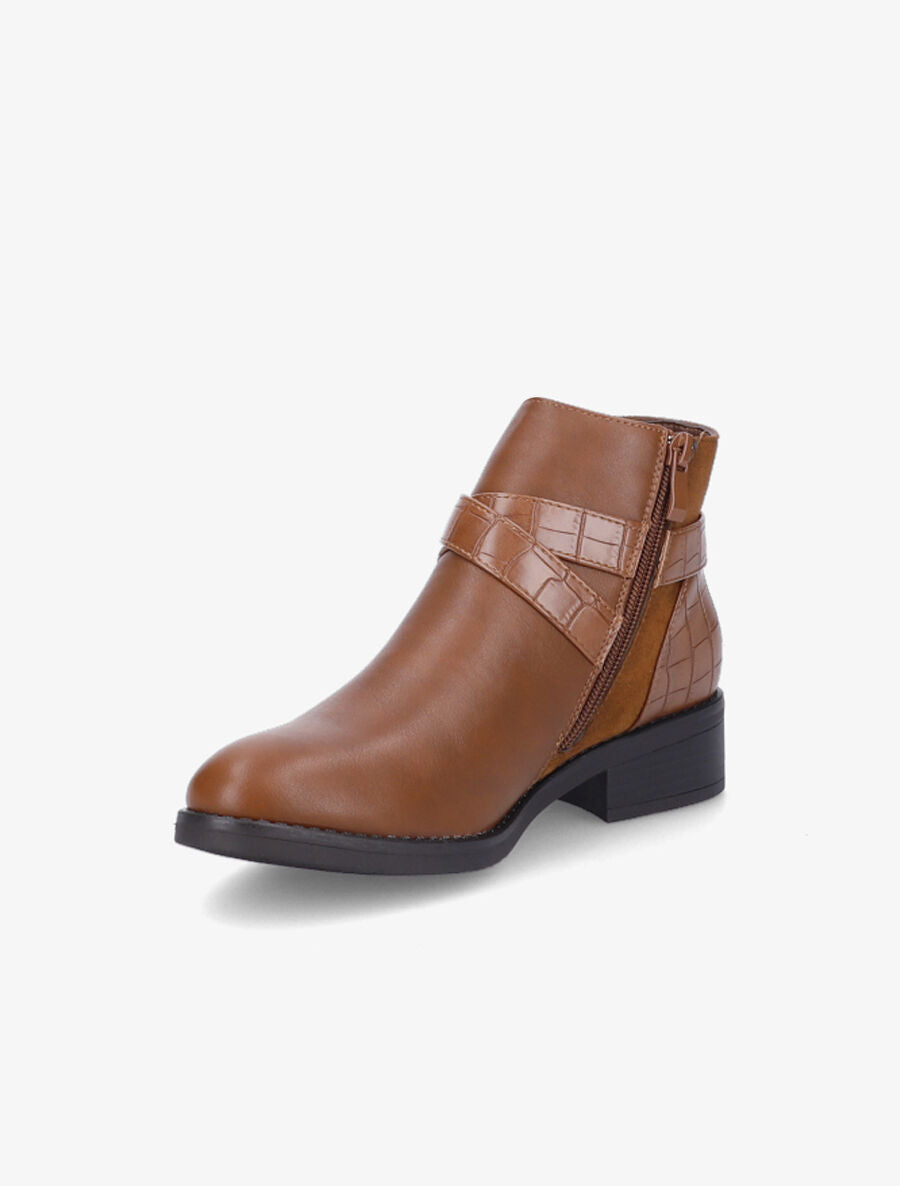 Bottines à sangles croisées - Camel - 3