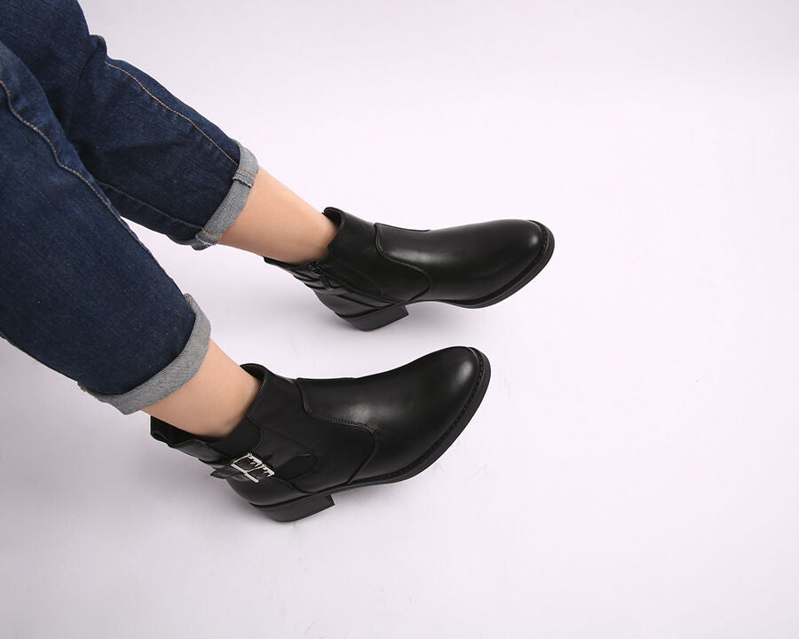 Bottines à sangle effet python - Noir - 5