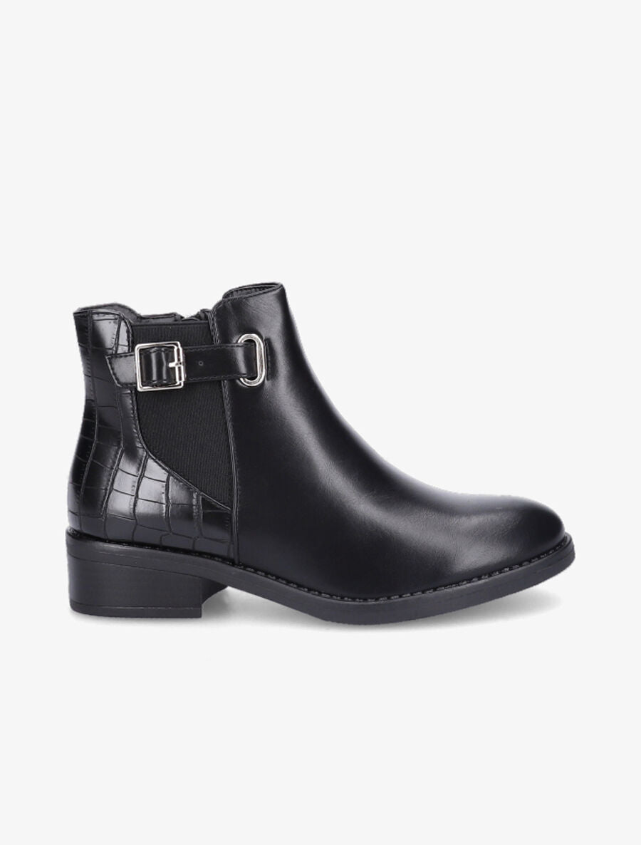 Bottines élastiquées à contrefort croco - Noir - 6