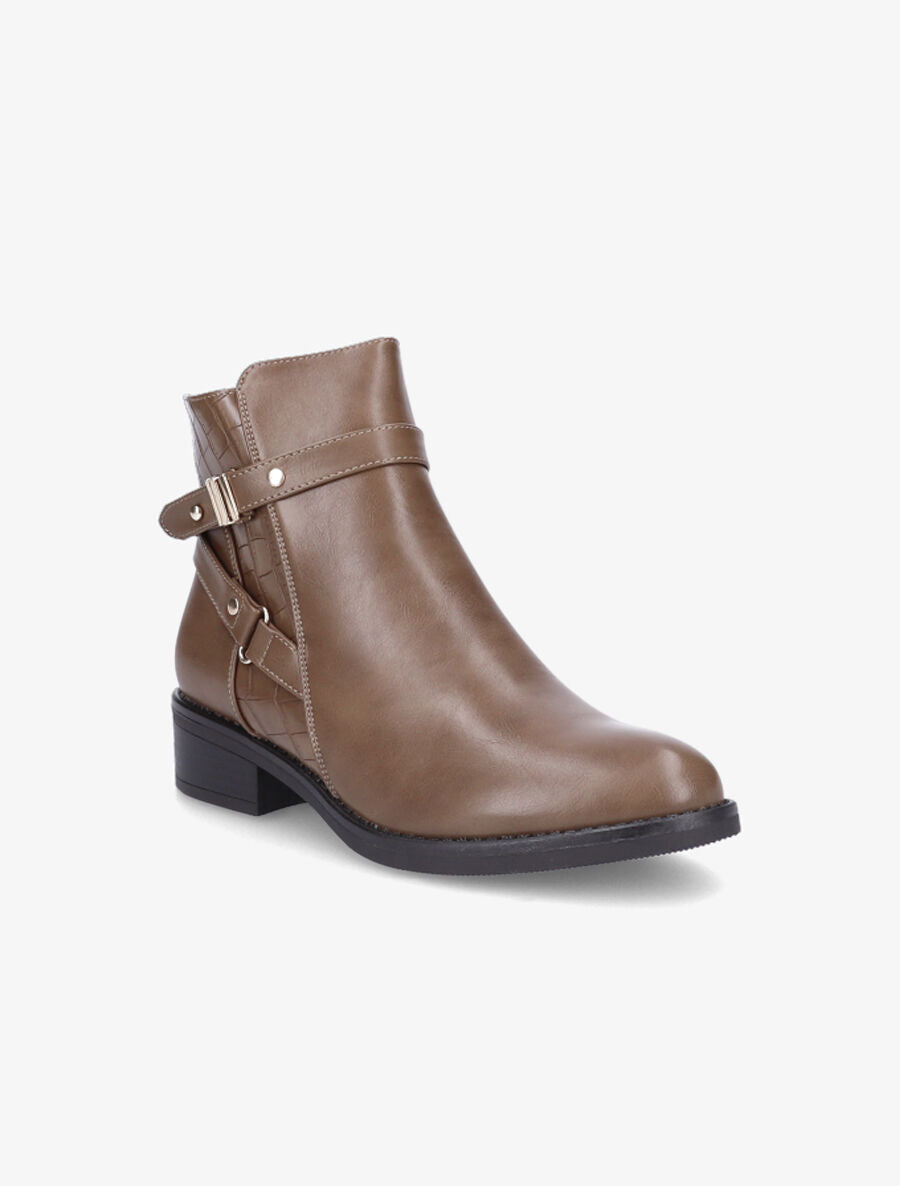 Bottines en simili à sangle - Taupe - 2