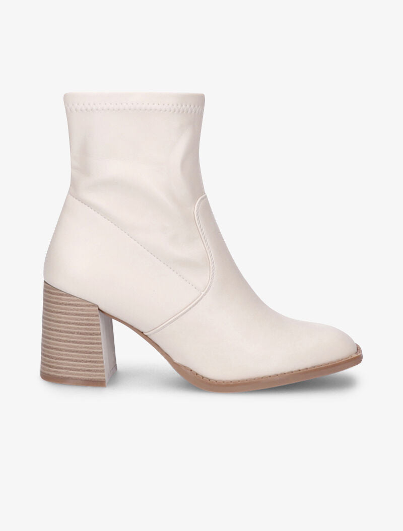 Bottines à bouts carré et talons trapèze - Beige - 2