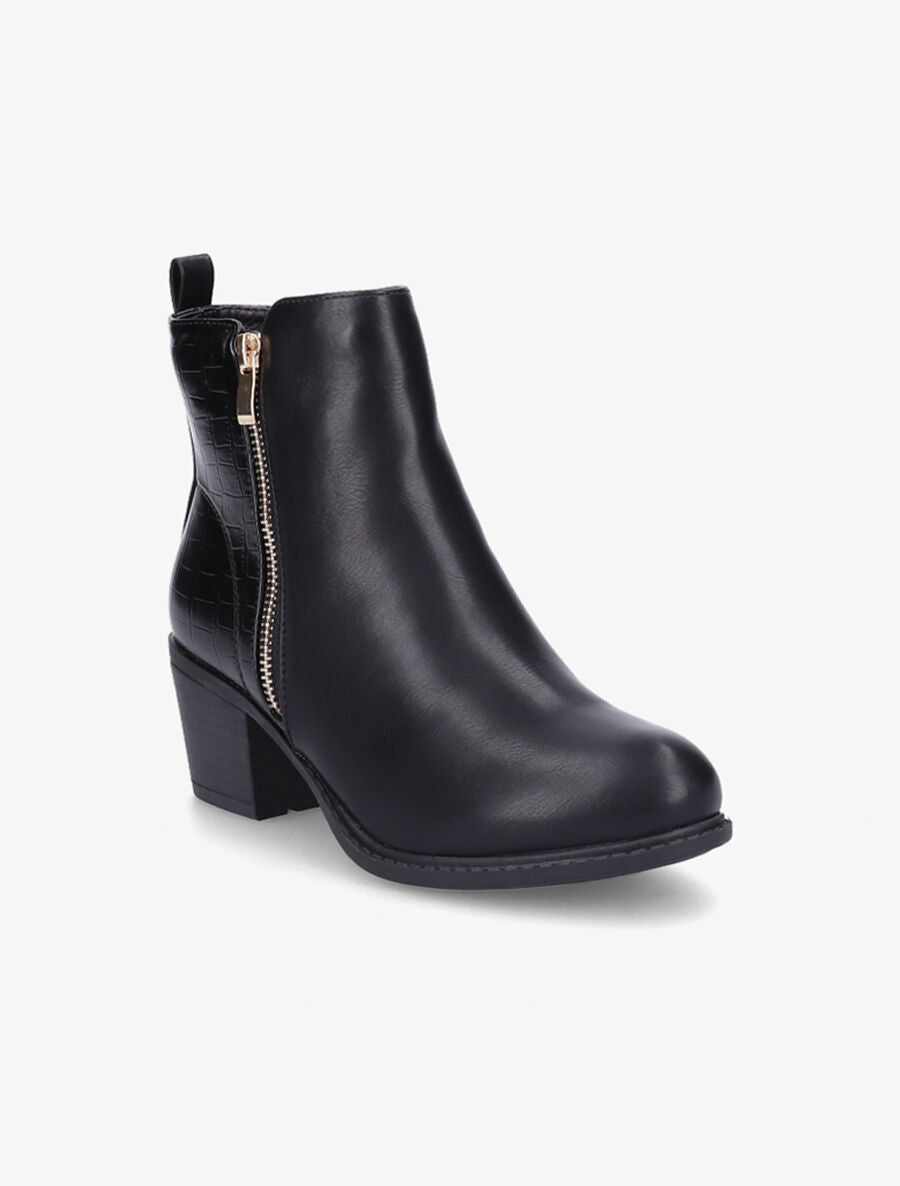 Bottines à contrefort effet croco - Noir - 2