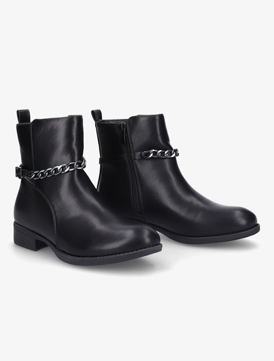 Bottines classiques à sangles en chaîne - Noir - 4