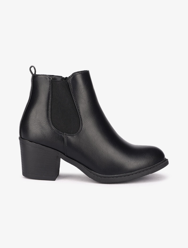 Bottines à talon en simili - Noir - 2