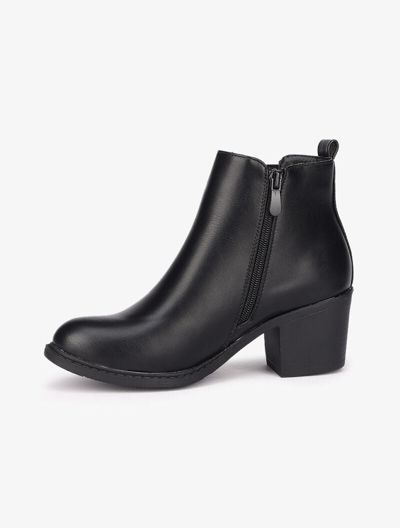 Bottines à talon en simili - Noir - 4