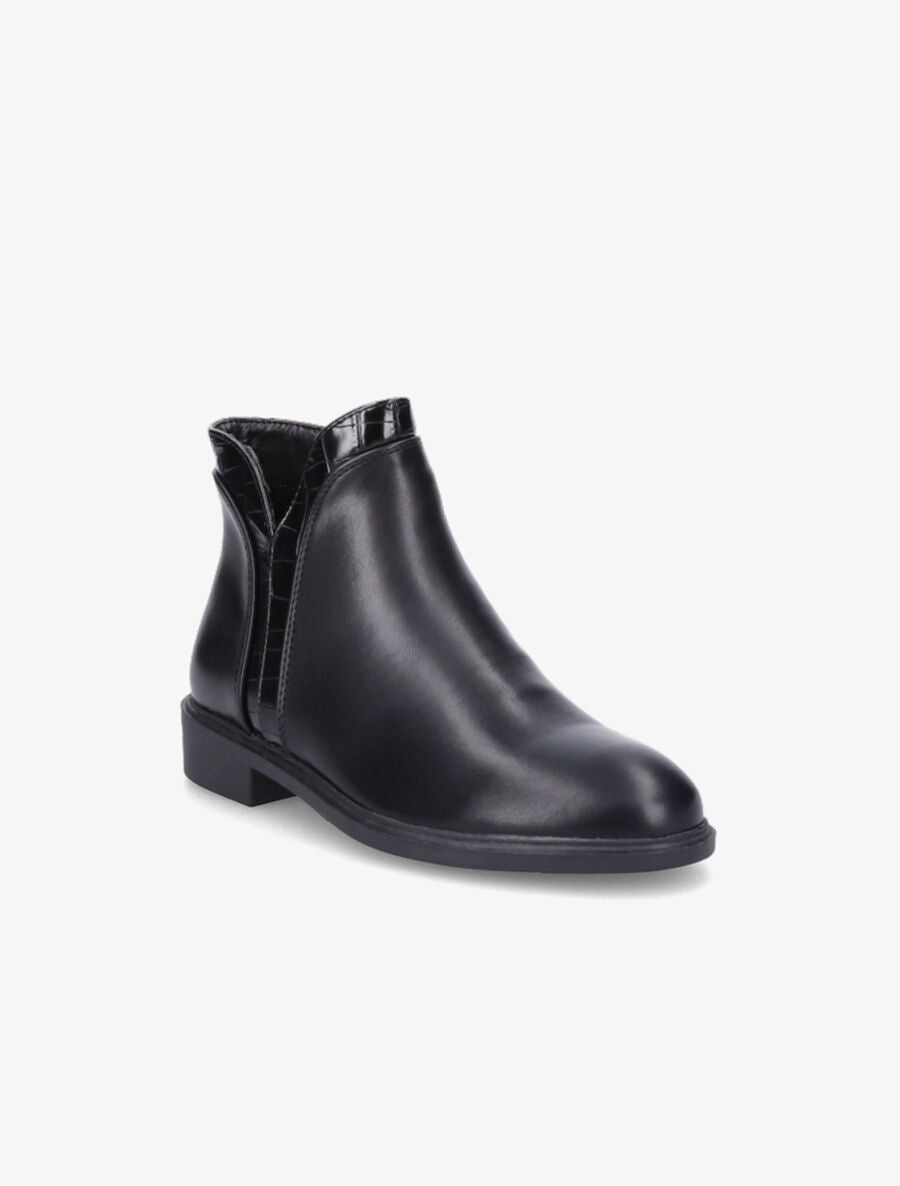 Bottines à empiècements croco - Noir - 2