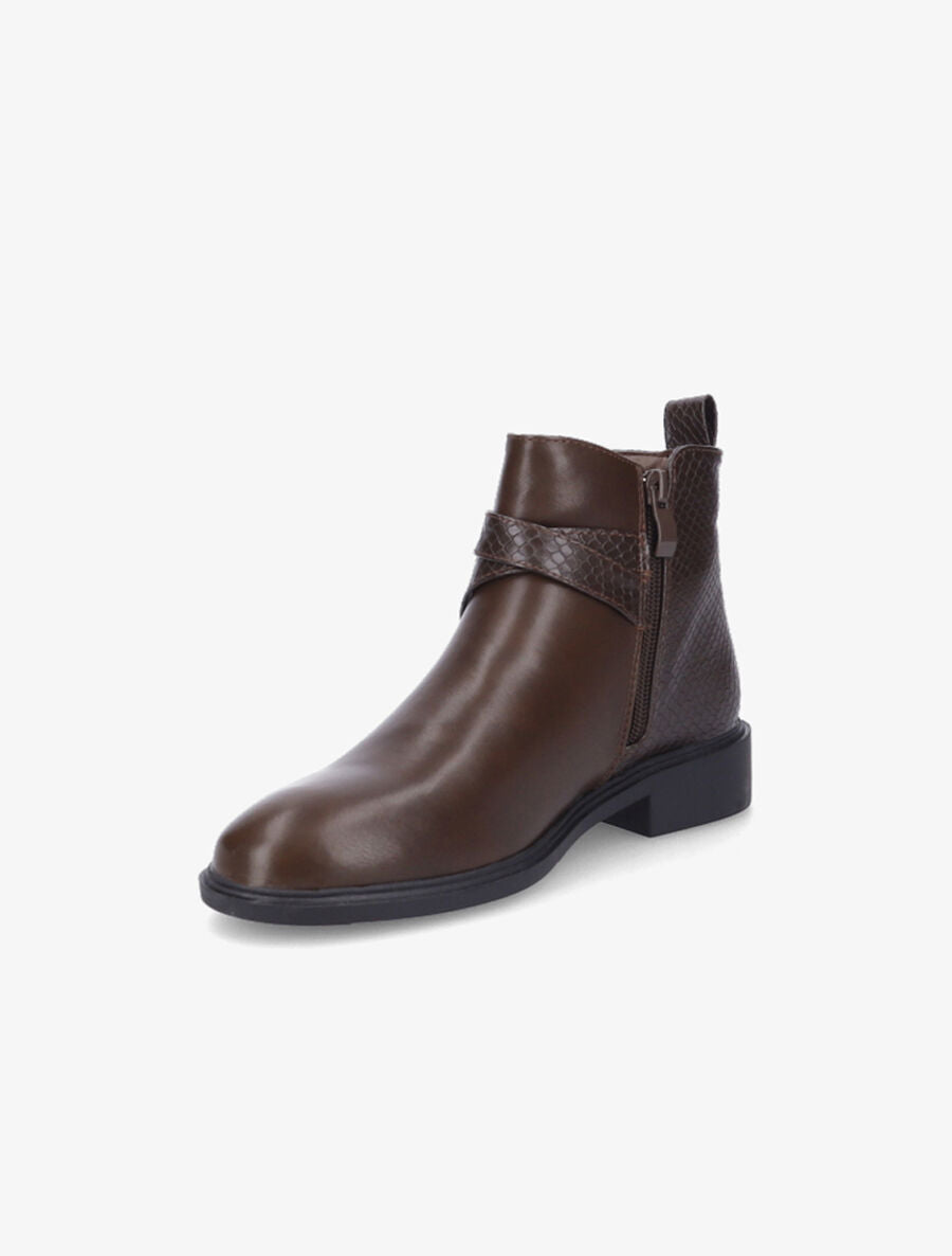 Bottines plates à contrefort effet python - Marron - 3