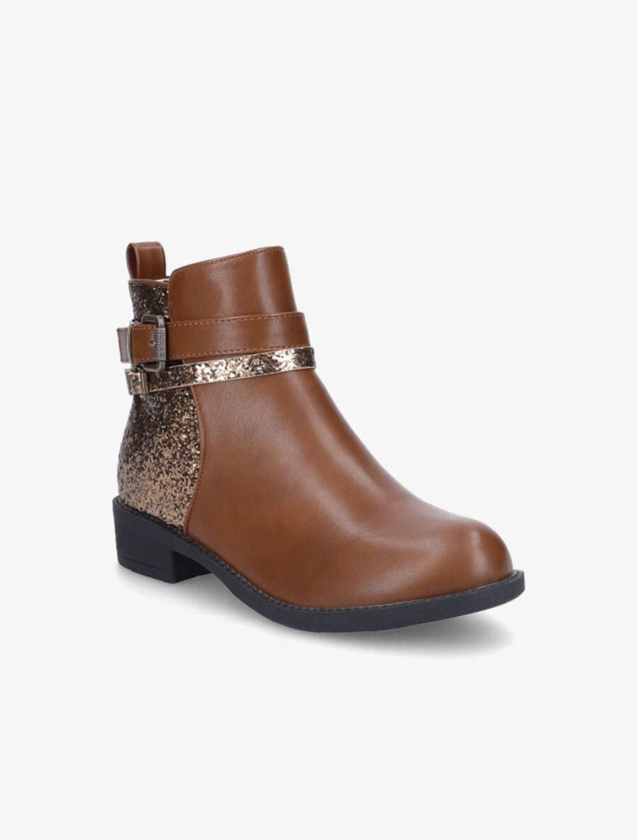 Bottines à contrefort pailleté - Camel - 2