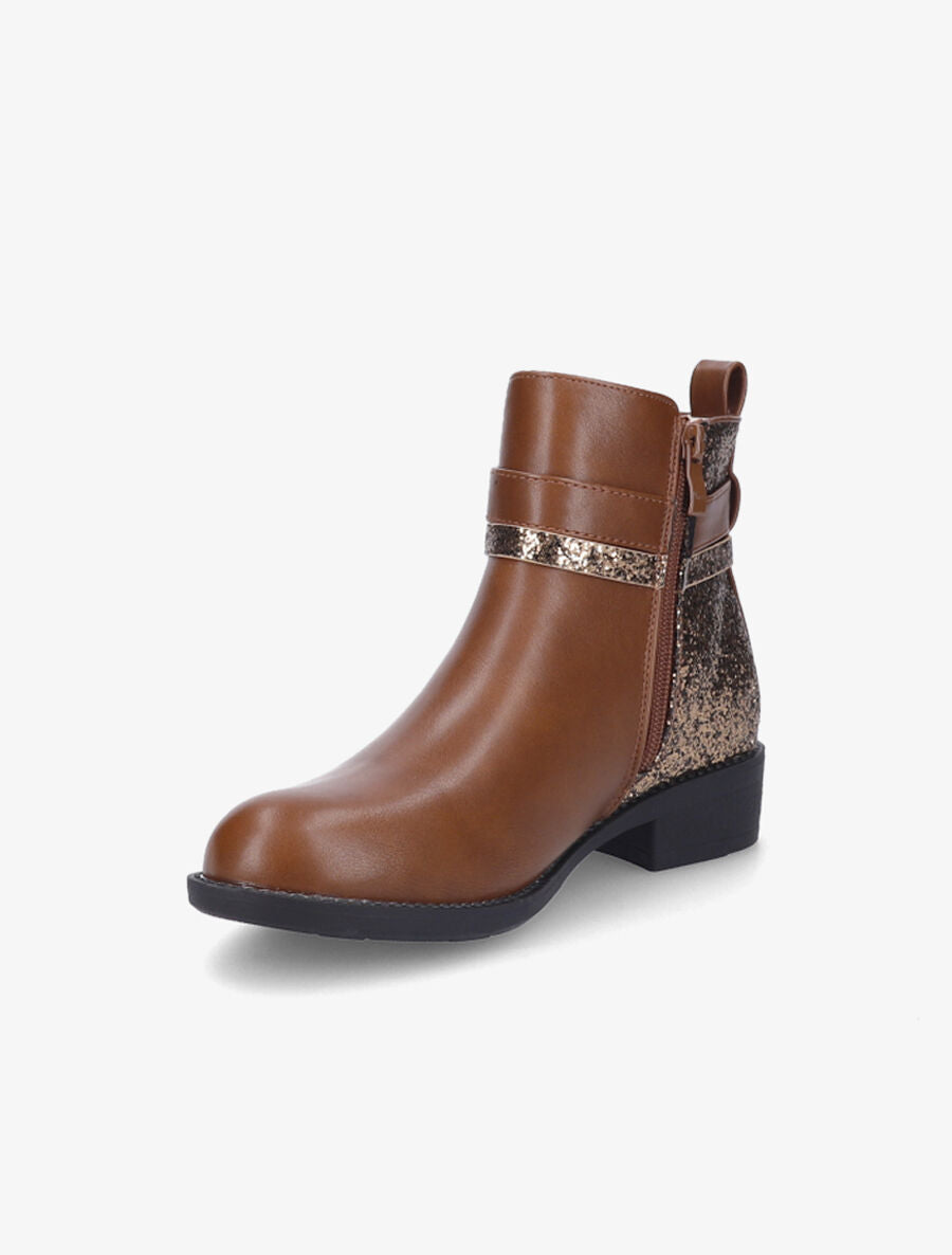 Bottines à contrefort pailleté - Camel - 3