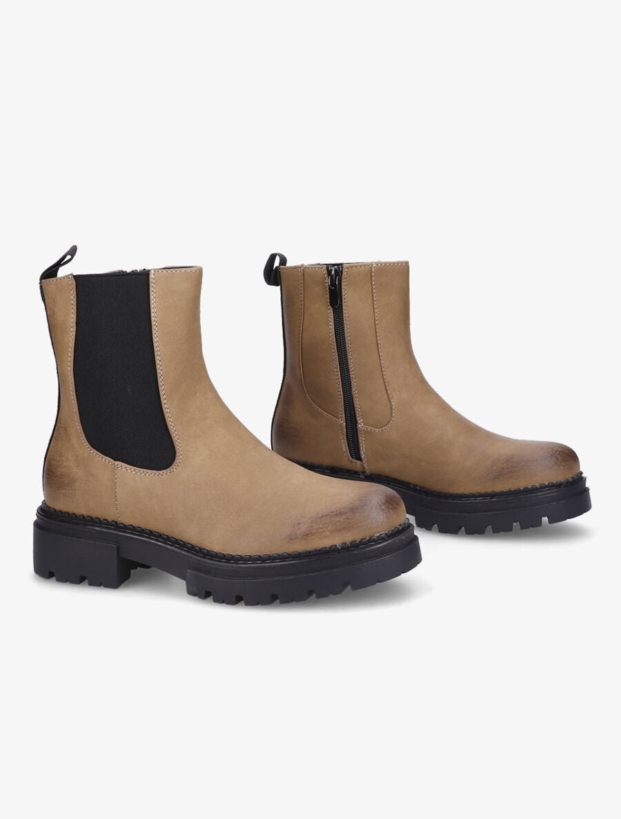 Boots à semelle crantée - Camel - 4