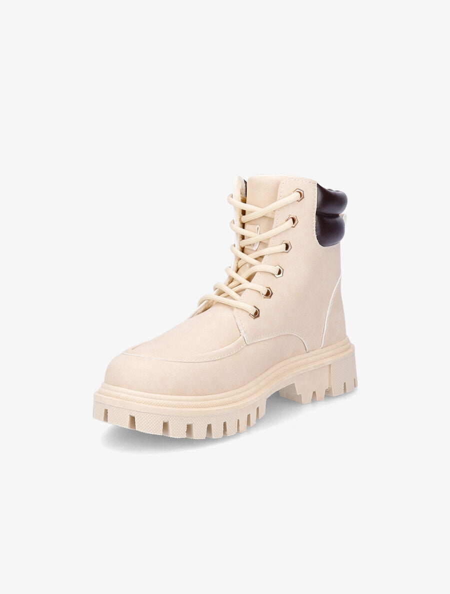 Boots fourrées en suédine et simili - Beige - 3