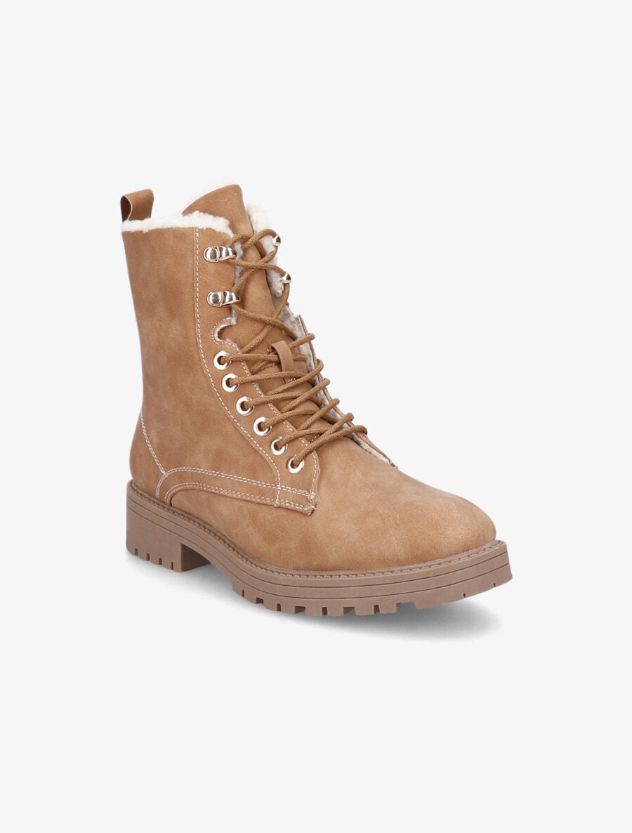 Boots fourrées à lacets - Camel - 2