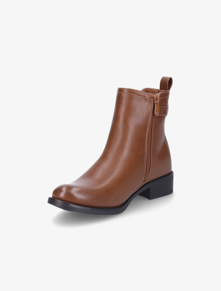 Bottines élastiquées à boucle métallique - Camel - 3