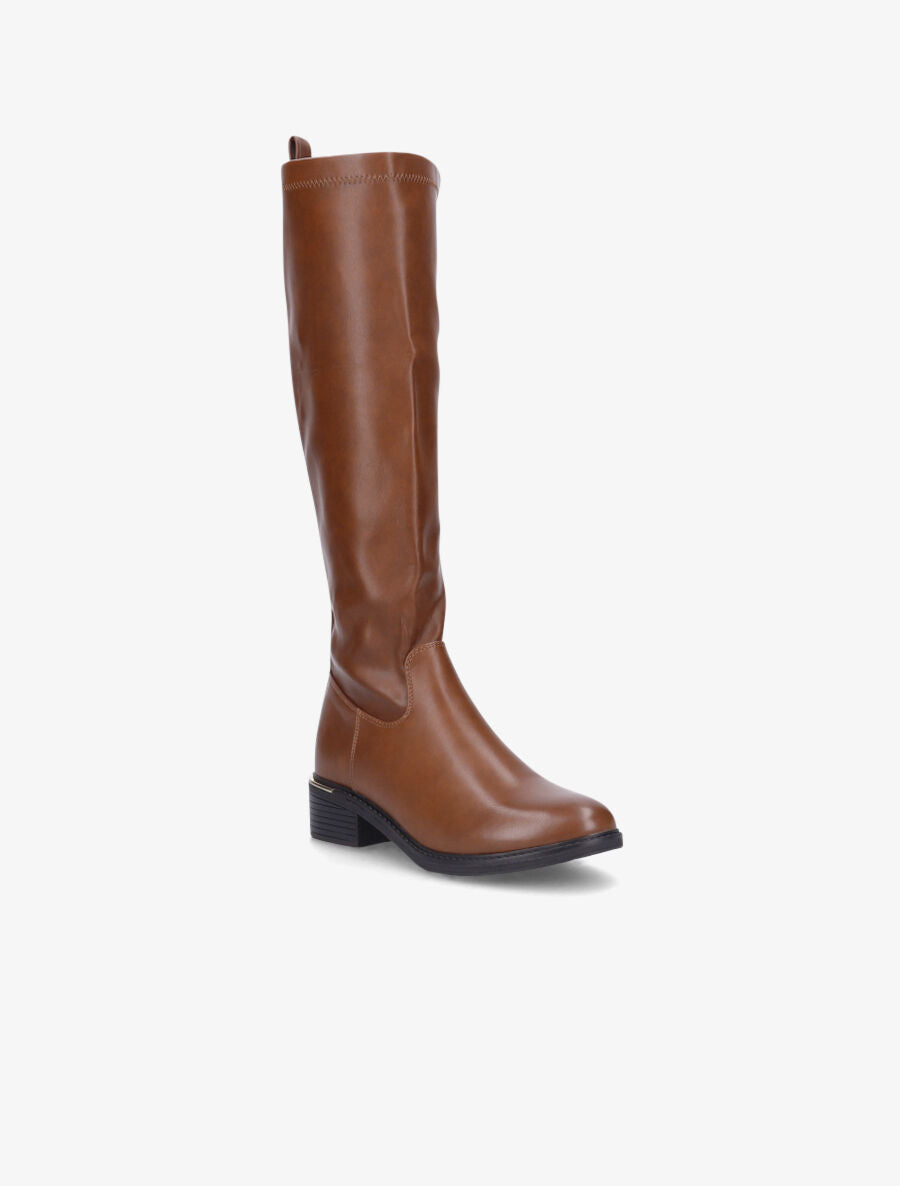 Bottes cavalières en simili - Camel - 2