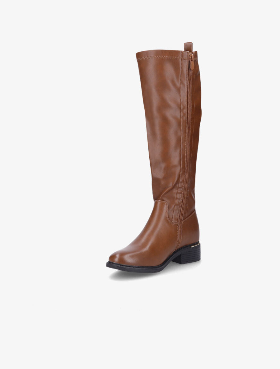 Bottes cavalières en simili - Camel - 3