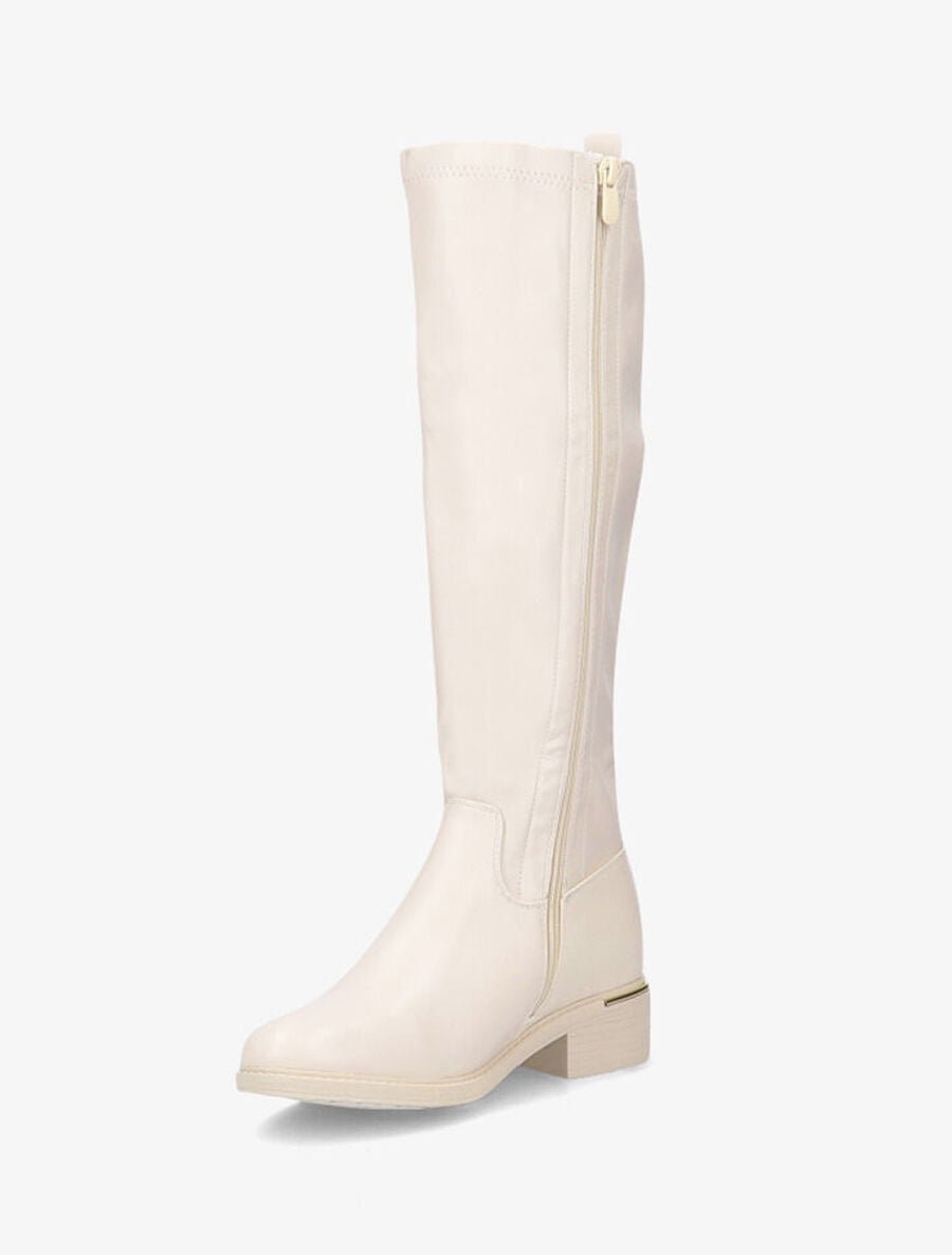 Bottes cavalières en simili - Beige - 3