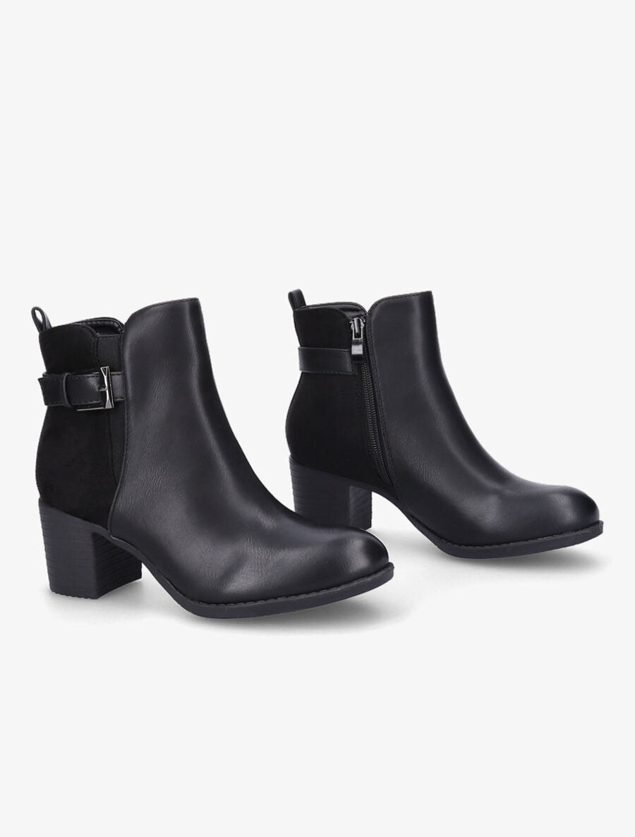 Bottines bi-matière unies - Noir - 4