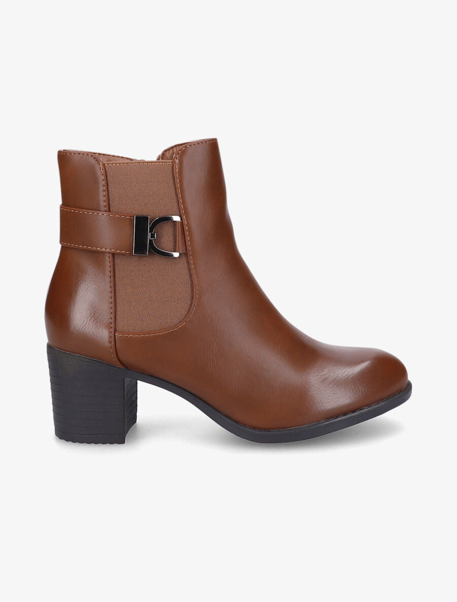 Bottines élastiquées à talon - Camel - 1