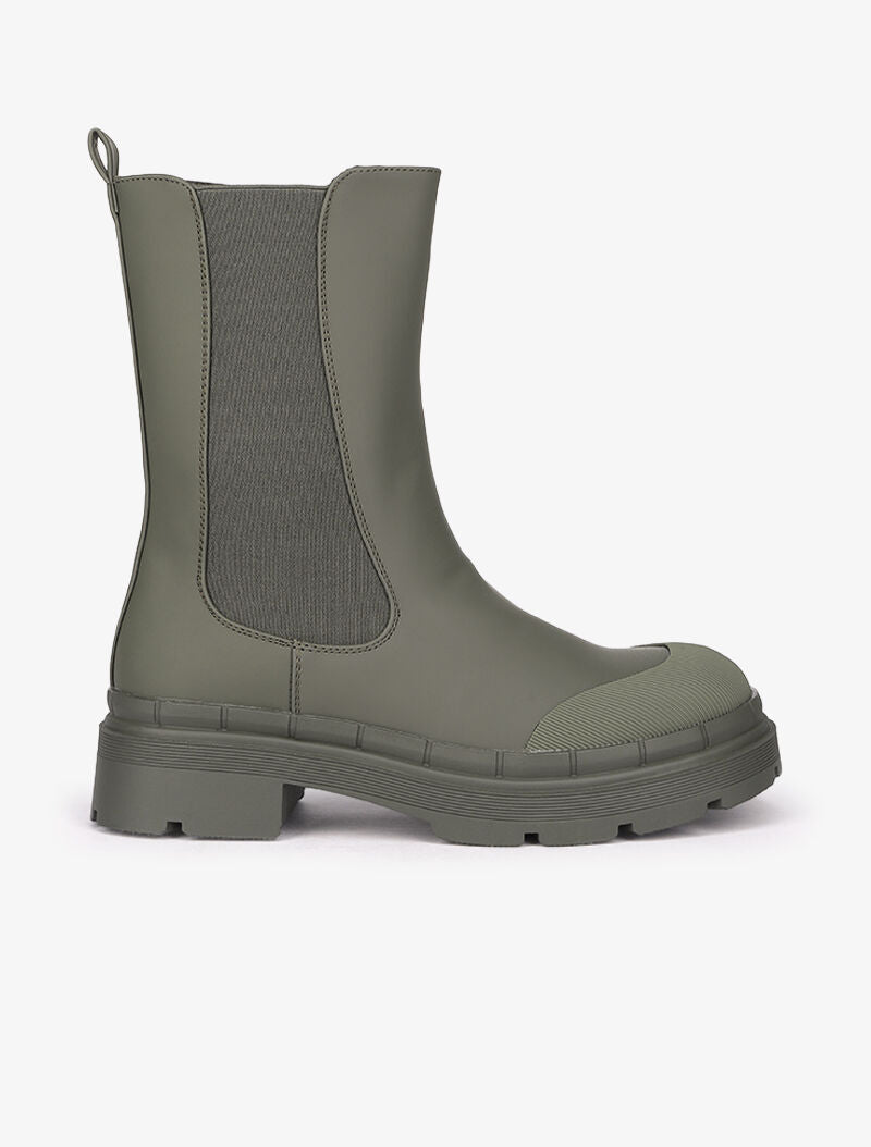 Bottes montantes mat à ganse élastiquée - Kaki - 2