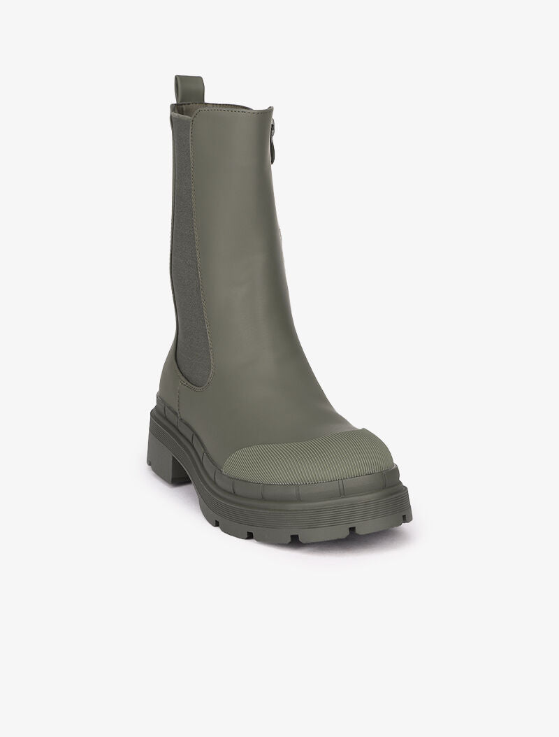 Bottes montantes mat à ganse élastiquée - Kaki - 3
