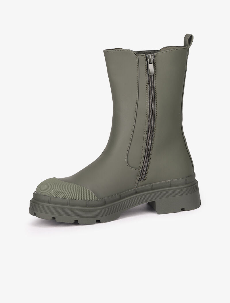 Bottes montantes mat à ganse élastiquée - Kaki - 4