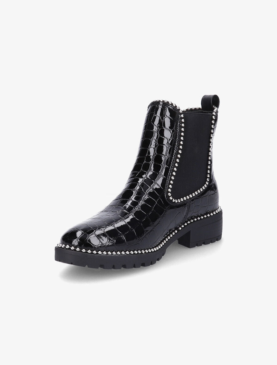 Chelsea boots croco à billes - Noir/argent - 3