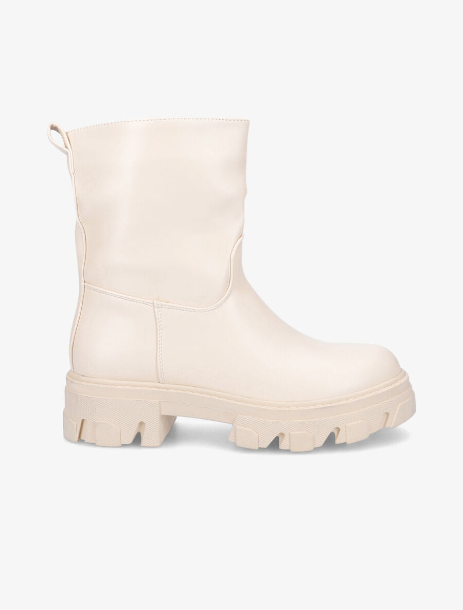 Bottines à plateformes crantées et intérieurs fourrés - Beige - 5