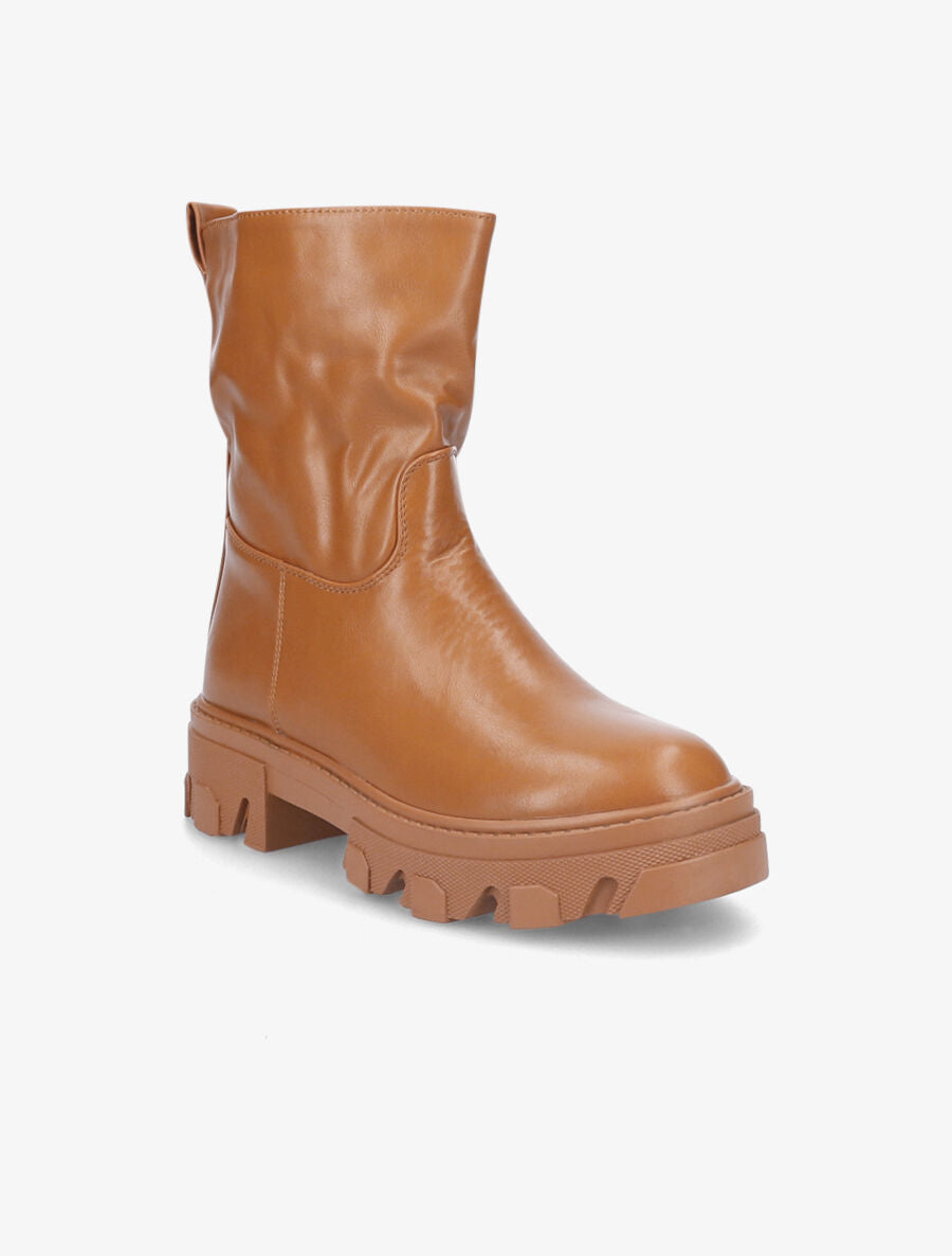 Bottines à plateformes crantées et intérieurs fourrés - Camel - 2