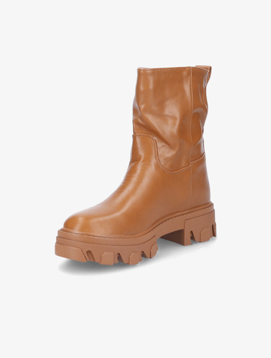 Bottines à plateformes crantées et intérieurs fourrés - Camel - 3