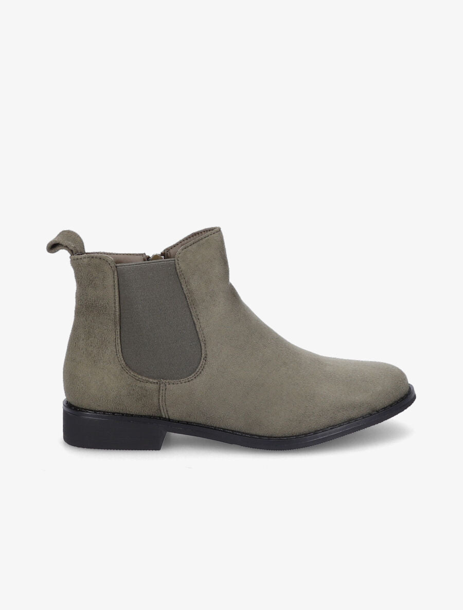 Bottines plates en suédine - Kaki - 1