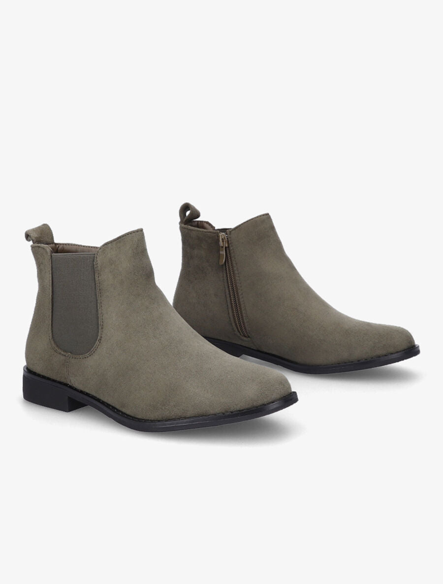 Bottines plates en suédine - Kaki - 4